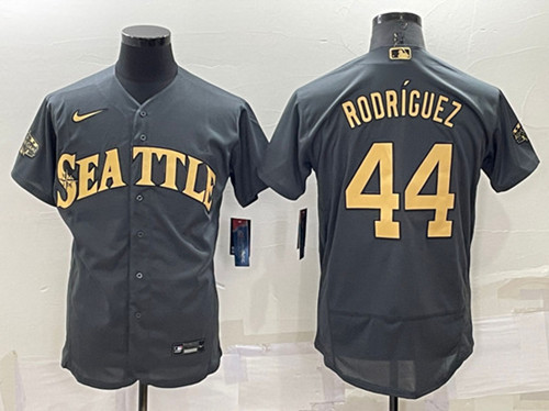 Men's Seattle Mariners #44 Julio Rodríguez 2022 All-Star Charcoal Flex Base Stitched jersey